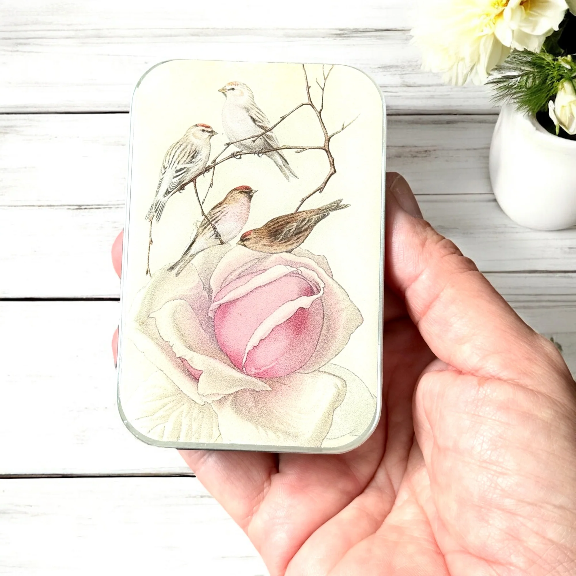 Firefly Notes Metallboks - Vintage Rose and Birds -Stor - Bilde 2